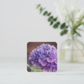 Paarse hydrangea op foto van Mason Jar Vierkante Visitekaartje (Staand voorkant)