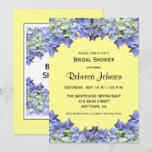 Paarse Hydrangea op Geel Vrijgezellenfeest Kaart (Voorkant / Achterkant)