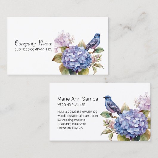 Paarse Hydrangea Opvallen met Charm Visitekaartje (Voorkant / Achterkant)