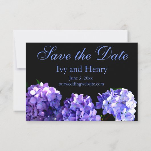 Paarse hydrangea paarse bloem Bewaar datum Save The Date (Voorkant)