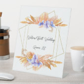 Paarse hydrangea Petals Geometric Lijst Wedding Reclamebord Met Voetstuk (Insitu)