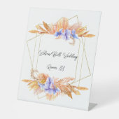 Paarse hydrangea Petals Geometric Lijst Wedding Reclamebord Met Voetstuk (Voorkant)
