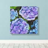 Paarse Hydrangea Plant Canvas Afdruk (Insitu (Houten vloer))