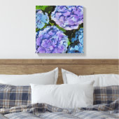 Paarse Hydrangea Plant Canvas Afdruk (Insitu (Slaapkamer))