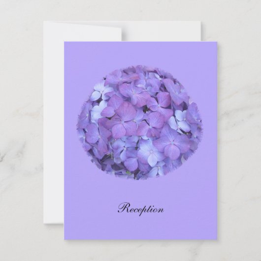 Paarse Hydrangea receptie bruiloft uitnodiging (Voorkant)