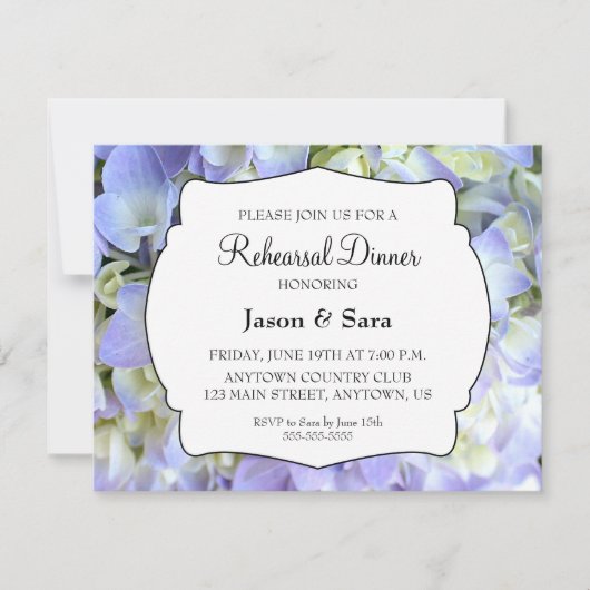 Paarse Hydrangea repetitie diner Kaart (Voorkant)