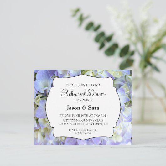 Paarse Hydrangea repetitie diner Kaart (Staand voorkant)