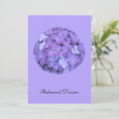 Paarse Hydrangea repetitie diner uitnodigen Kaart (Staand voorkant)