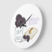 Paarse hydrangea Ronde badkamerwandklok Grote Klok (Hoek)