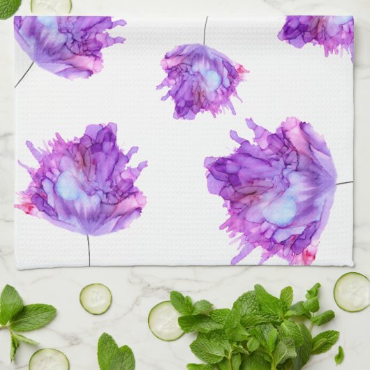 , paarse hydrangea-sleeppatroon.. theedoek (Gevouwen)