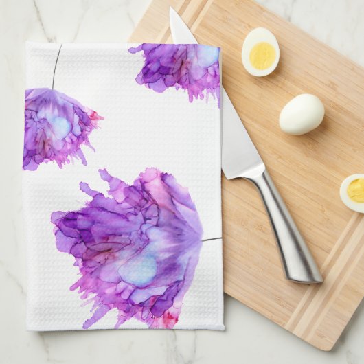 , paarse hydrangea-sleeppatroon.. theedoek (Quarter Fold)