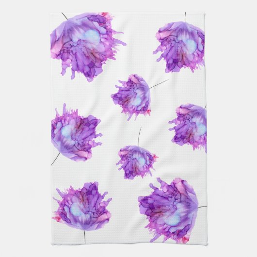 , paarse hydrangea-sleeppatroon.. theedoek (Verticaal)