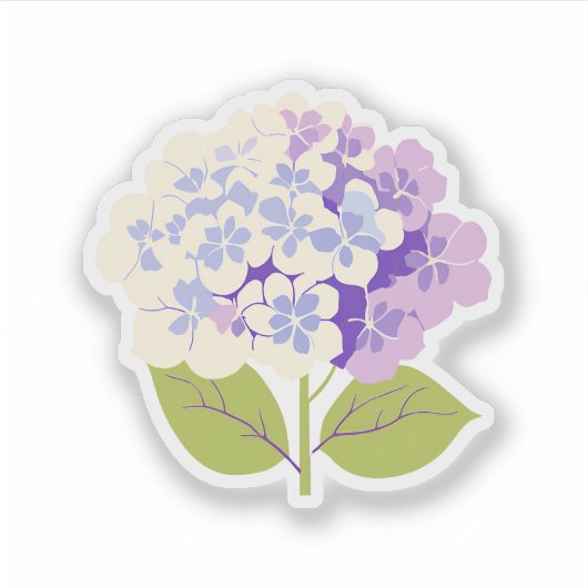 Paarse Hydrangea Sticker (Voorkant)