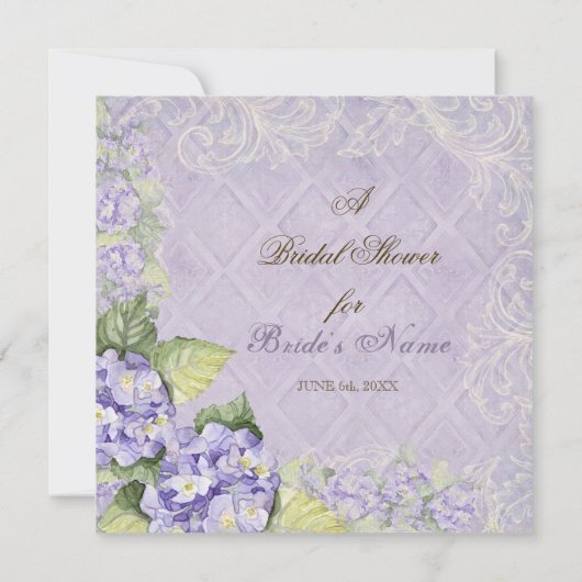 Paarse hydrangea Swirl - Bridal Shower Invitation Kaart (Achterkant)