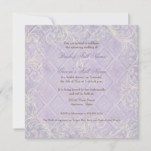 Paarse hydrangea Swirl - Bridal Shower Invitation Kaart (Voorkant)