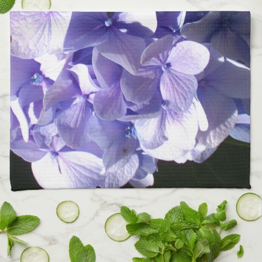 Paarse Hydrangea Theedoek (Gevouwen)