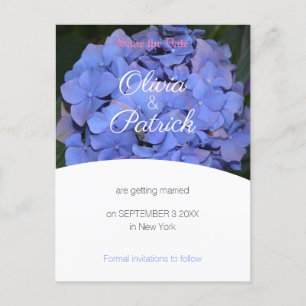Paarse Hydrangea Trouw 'Save the Date' Uitnodiging Briefkaart
