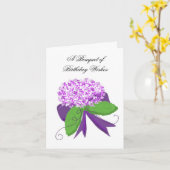 Paarse Hydrangea Verjaardagswensen Kaart (Gele Bloem)