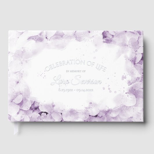 Paarse Hydrangea Viering van het Levensmonument Gastenboek (Voorkant)