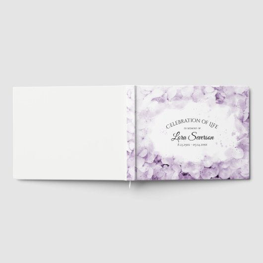 Paarse Hydrangea Viering van het Levensmonument Gastenboek (Volledig)
