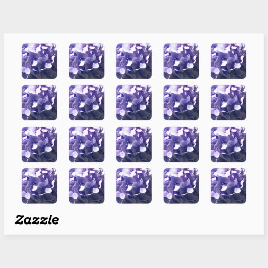 Paarse Hydrangea Vierkante Sticker (Vel)