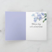 Paarse Hydrangea voor vrienden Hartelijk dank Kaart (Binnen)