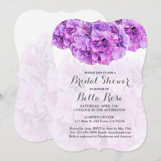 Paarse hydrangea vrijgezellenfeest nodigt hydrange kaart (Voorkant / Achterkant)