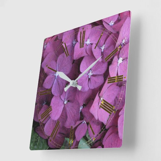 Paarse hydrangea wandklok (Hoek)