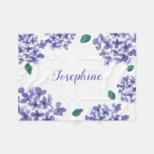 Paarse hydrangea waterverf baby fleece deken (Voorkant (Horizontaal))