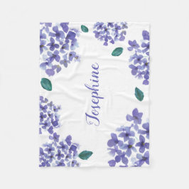 Paarse hydrangea waterverf baby fleece deken