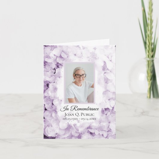 Paarse Hydrangea Waterverf Begrafenissympathie Bedankkaart (Voorkant)
