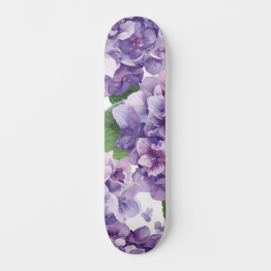 Paarse Hydrangea Waterverf Bloemige Lavendel Bloei Persoonlijk Skateboard