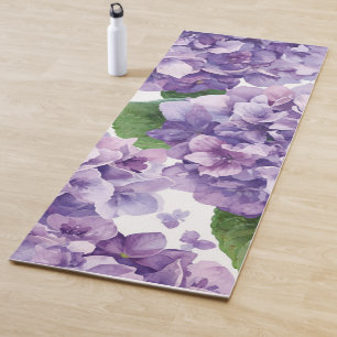 Paarse Hydrangea Waterverf Bloemige Lavendel Bloei Yogamat