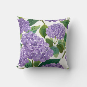 Paarse Hydrangea Waterverf Bloemstuk Kust Kussen