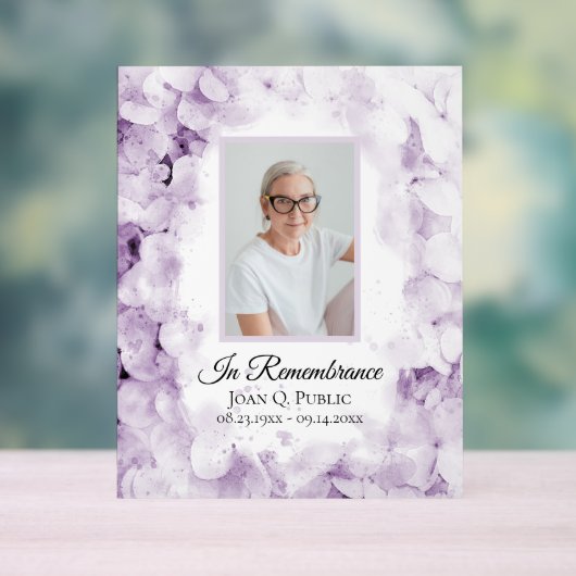 Paarse Hydrangea Waterverf Viering van het Leven Acryl Bord (Neutraal)