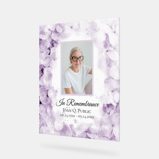 Paarse Hydrangea Waterverf Viering van het Leven Acryl Bord (Hoek)