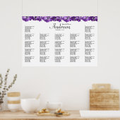 Paarse hydrangea Wedding Reception Zitkaart Poster (Keuken)