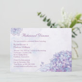 Paarse hydrangea Wedding Rehearsal Dinner Kaart (Staand voorkant)