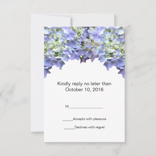 Paarse Hydrangea Wedding RSVP Kaartje (Voorkant)
