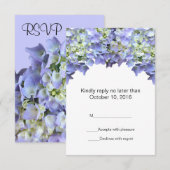 Paarse Hydrangea Wedding RSVP Kaartje (Voorkant / Achterkant)