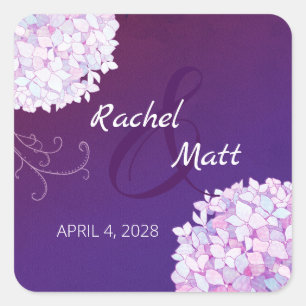 Paarse hydrangea Wedding Save the Date Vierkante Sticker