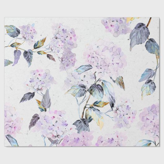 Paarse Hydrangea Weefselpapier in Waterverf Cadeaupapier (Vlak)
