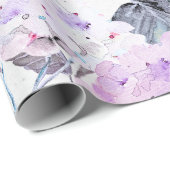 Paarse Hydrangea Weefselpapier in Waterverf Cadeaupapier (Rol Hoek)