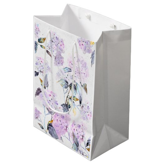 Paarse Hydrangea Weefselpapier in Waterverf Medium Cadeauzakje (Voorkant Gekanteld)