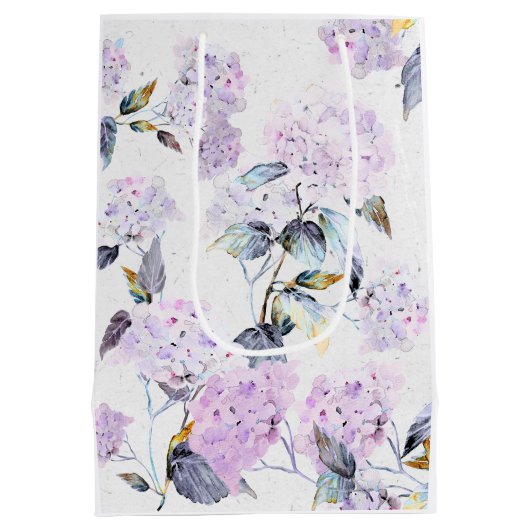 Paarse Hydrangea Weefselpapier in Waterverf Medium Cadeauzakje (Achterkant)
