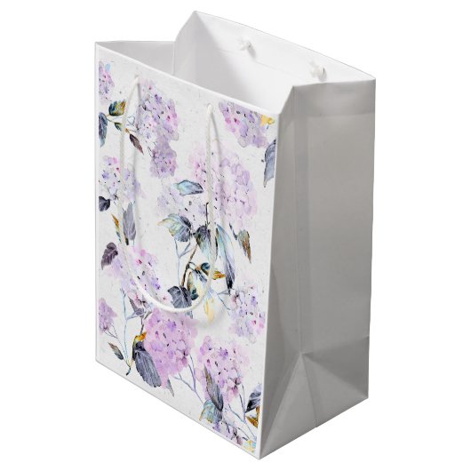 Paarse Hydrangea Weefselpapier in Waterverf Medium Cadeauzakje (Achterkant Gekanteld)