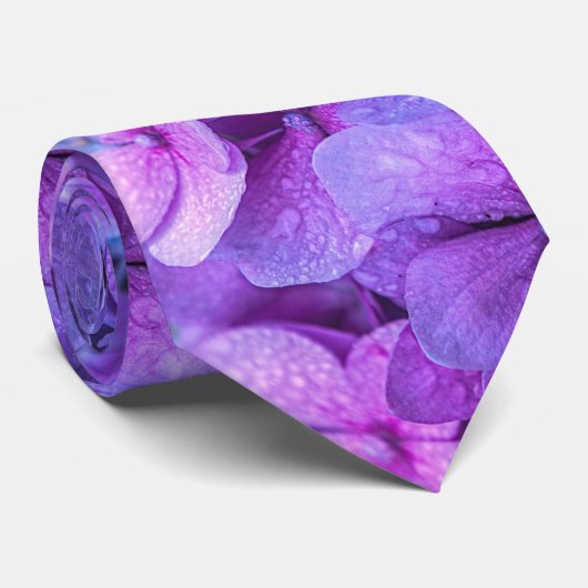 Paarse Hydrangeabloemen Bloemige Bloemblad Bruilof Stropdas (Opgerold)