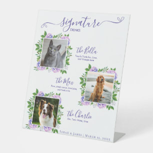 Paarse Hydrangeas 3 Foto Huisdier Signature Drink Reclamebord Met Voetstuk