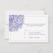 Paarse Hydrangeas Bloemen Bruiloft RSVP (Voorkant)