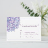 Paarse Hydrangeas Bloemen Bruiloft RSVP (Staand voorkant)